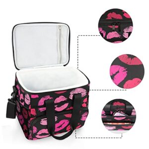 Kigai Lips Insulated Cooler Lunch Bag,Reusable Leakproof Lunch Box Cooler Bag Work Picnic Beach,with Detachable Shoulder Strap