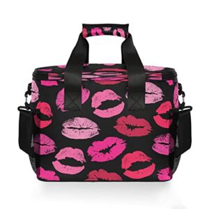 Kigai Lips Insulated Cooler Lunch Bag,Reusable Leakproof Lunch Box Cooler Bag Work Picnic Beach,with Detachable Shoulder Strap