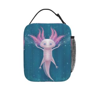 Lunch Bag Funny Axolotl Print Insulated Lunch Box Keep Warm/Cool Lunch Tote Bag Reusable Portable Lunch Bags