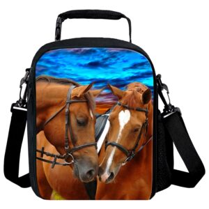 7-mi kids lunch bag reusable 3d design snack shoulder bags with zipper online insulated thermal girls boys lunch tote bags cooler box for picnic(horse)