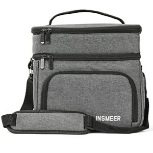 insmeer [2023 new large lunch box for work, 24 can mens lunch box, 16l 2 layers lunch bag insulated lunch cooler for adults women office picnic, grey