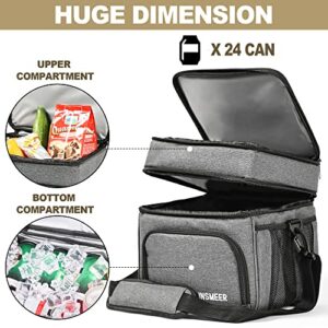 INSMEER [2023 NEW Large Lunch Box for Work, 24 Can Mens Lunch Box, 16L 2 Layers Lunch Bag Insulated Lunch Cooler for Adults Women Office Picnic, Grey