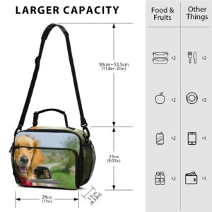 Kigai Golden Retriever Reusable Lunch Bag Insulated Eco-friendly Coole Waterproof Lunch Tote Bag with Detachable Shoulder Strap for Men Women Office Picnic Trip