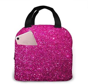 shengbao lunch bag pink sparkly glitter lunch box insulated bag tote bag for menwomen work travel, one size