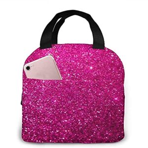 SHENGBAO Lunch Bag Pink Sparkly Glitter Lunch Box Insulated Bag Tote Bag For MenWomen Work Travel, one size