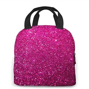 SHENGBAO Lunch Bag Pink Sparkly Glitter Lunch Box Insulated Bag Tote Bag For MenWomen Work Travel, one size