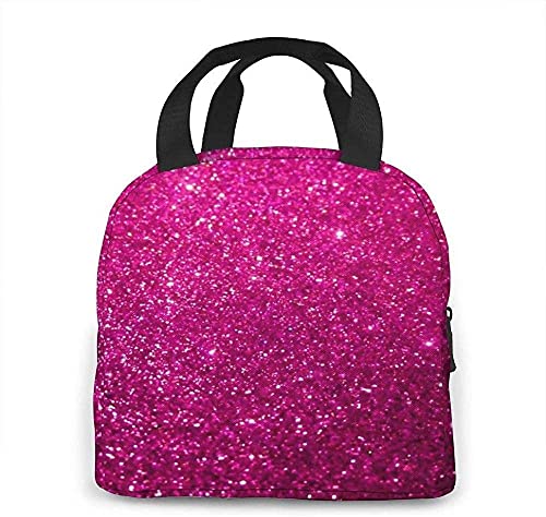 SHENGBAO Lunch Bag Pink Sparkly Glitter Lunch Box Insulated Bag Tote Bag For MenWomen Work Travel, one size