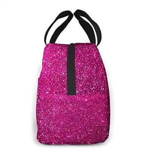 SHENGBAO Lunch Bag Pink Sparkly Glitter Lunch Box Insulated Bag Tote Bag For MenWomen Work Travel, one size