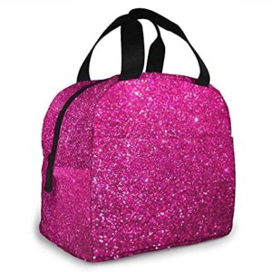 SHENGBAO Lunch Bag Pink Sparkly Glitter Lunch Box Insulated Bag Tote Bag For MenWomen Work Travel, one size