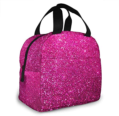 SHENGBAO Lunch Bag Pink Sparkly Glitter Lunch Box Insulated Bag Tote Bag For MenWomen Work Travel, one size