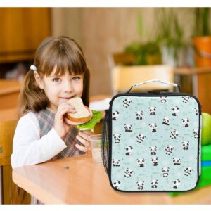 Nander Cartoon Panda Bamboo Lunch Box for Girls Mens Kids Thermal Insulation Lunch Tote Bag with Shoulder Strap for Work