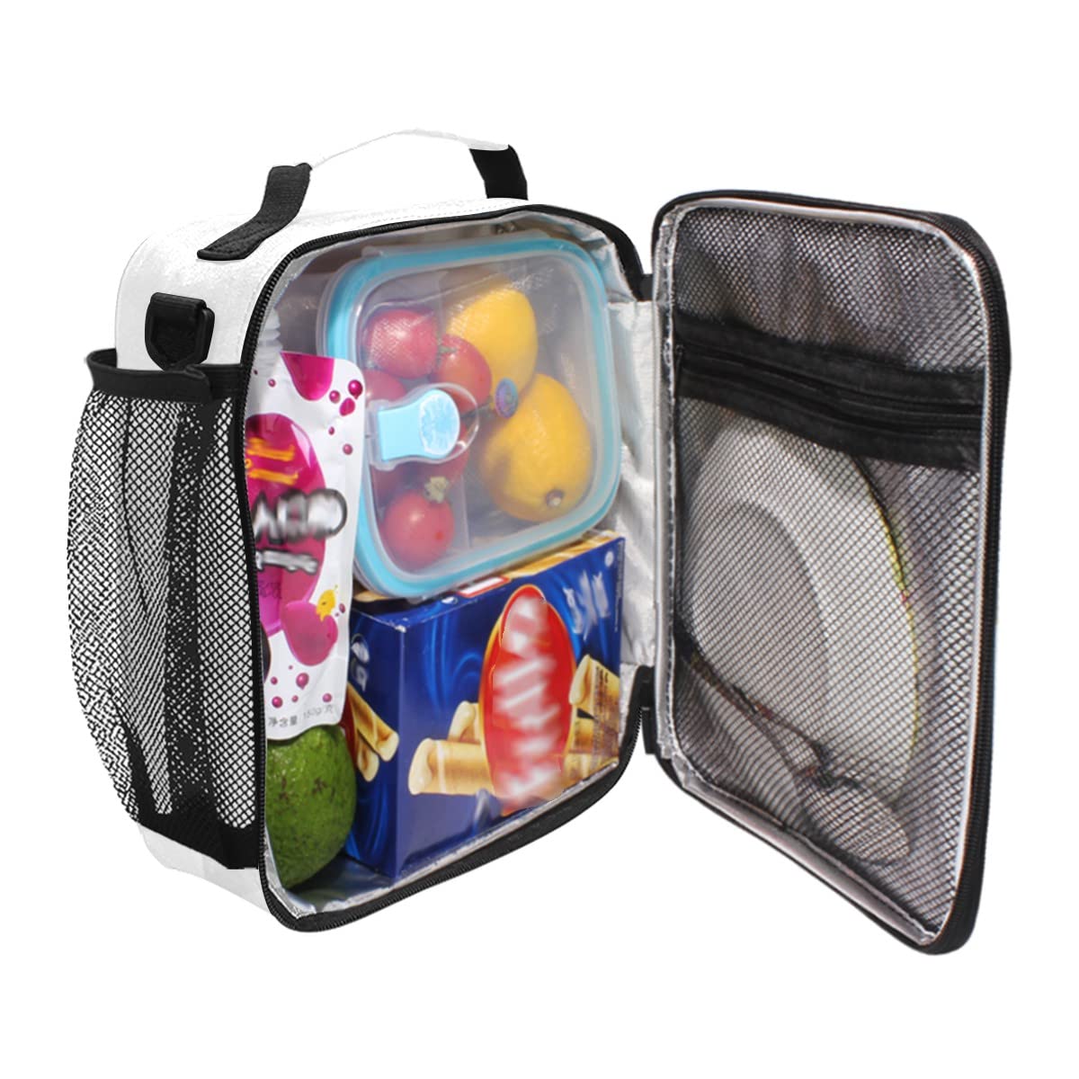 Nander Cartoon Panda Bamboo Lunch Box for Girls Mens Kids Thermal Insulation Lunch Tote Bag with Shoulder Strap for Work
