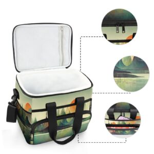 ZENWAWA Abstract Mountain Lake Cooler Bag 24 Cans Insulated Cooler Tote Bag Lunch Box Leak-Proof|Crossbody & Handheld|Keep Cool Up to 12 Hours|Aesthetic Full Print