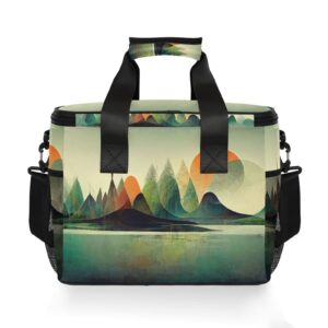 ZENWAWA Abstract Mountain Lake Cooler Bag 24 Cans Insulated Cooler Tote Bag Lunch Box Leak-Proof|Crossbody & Handheld|Keep Cool Up to 12 Hours|Aesthetic Full Print