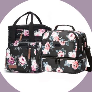 mov compra movcompra lunch bag women flower insulated lunch box for work double deck lunch bag for women