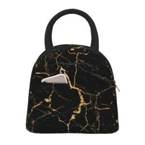 fiokroo lunch bag insulated black marble texture lunch box marbling reusable lunch tote bag for school work college outdoor travel picnic, 10l