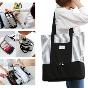 2-in-1 Large Insulated Cooler lunch Tote Bag Ladies Trendy Zippered Teacher Bag Utility Beach Tote Bag for Women