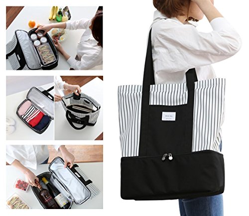 2-in-1 Large Insulated Cooler lunch Tote Bag Ladies Trendy Zippered Teacher Bag Utility Beach Tote Bag for Women