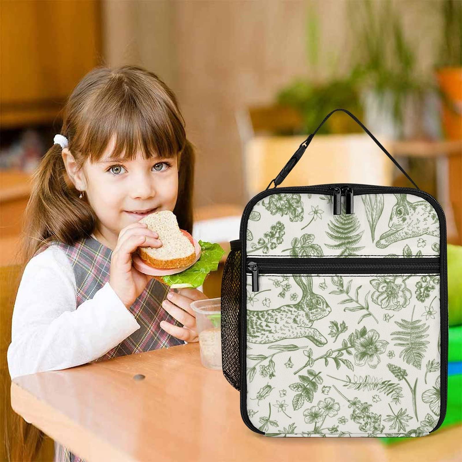MINBHEBYUD Rabbits Lunch Bag for Men Women Adults, Insulated Lunch Bags for Office Work, Reusable Portable Lunch Bag