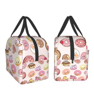 Donuts Lunch Box Insulated Lunch Bag for Kids Teens Girls Boys Women Cooler Reusable LunchBox for School Office Beach Travel