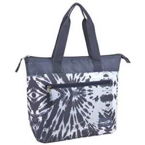extra-large lunch tote for women insulated can cooler with pocket, emma and chloe lunch bags (grey tie dye)