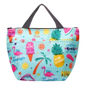 fopor small picnic insulated cooler bags - thermal canvas lunch tote with pocket handle,beach camping party office work garden reusable picnic diner lunch insulated bags/colorful fruits
