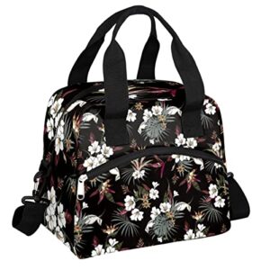 cfpolar flower insulated lunch box for kids, unisex, polyester, flower, durable, reusable, leakproof, 11.8 x 7 x 10.2 in