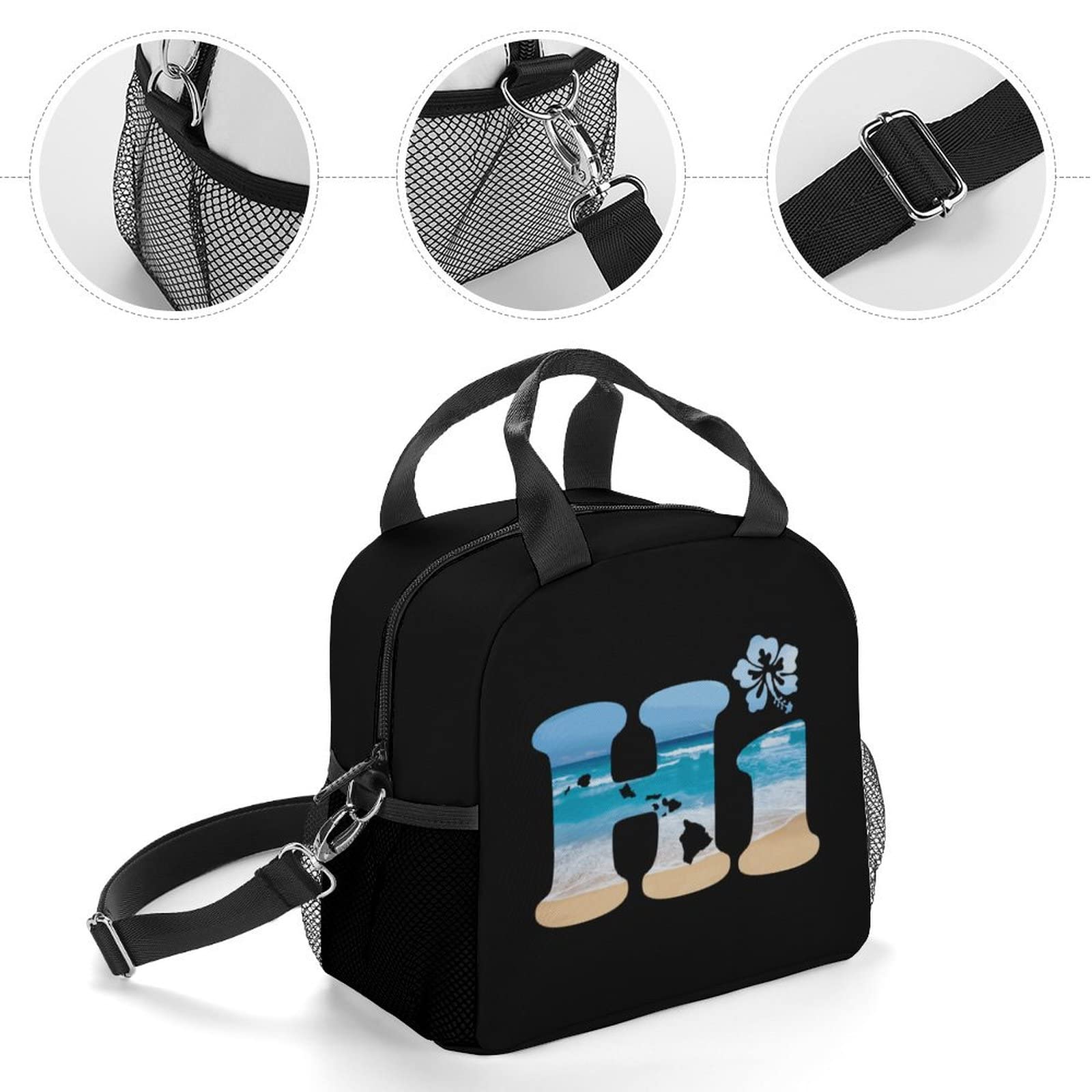 Hi Hawaii Lunch Box Leakproof Reusable Cooler Tote Bag Shoulder Handbag for Work Picnic Camping