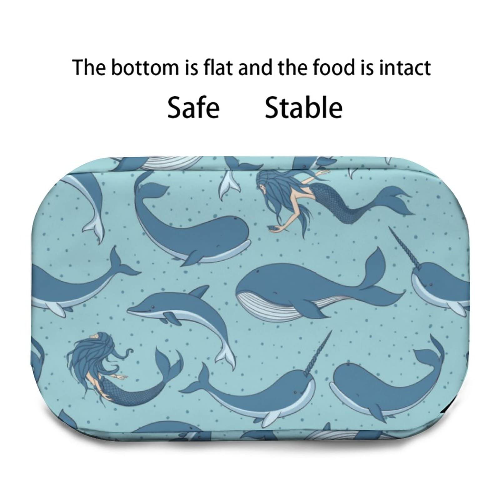 Whales Mermaids Narwhals Lunch Bag, Lunch Box Portable Insulated Lunch Tote Bag, Thermal Cooler Bag for Women Work Outdoor