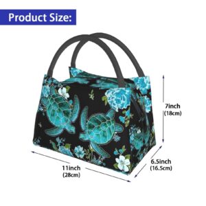 ASYG Sea Turtles Lunch Box Beach Bag Picnic Bags Tote Insulated Portable Lunch Bag Container Beach Meal Bag