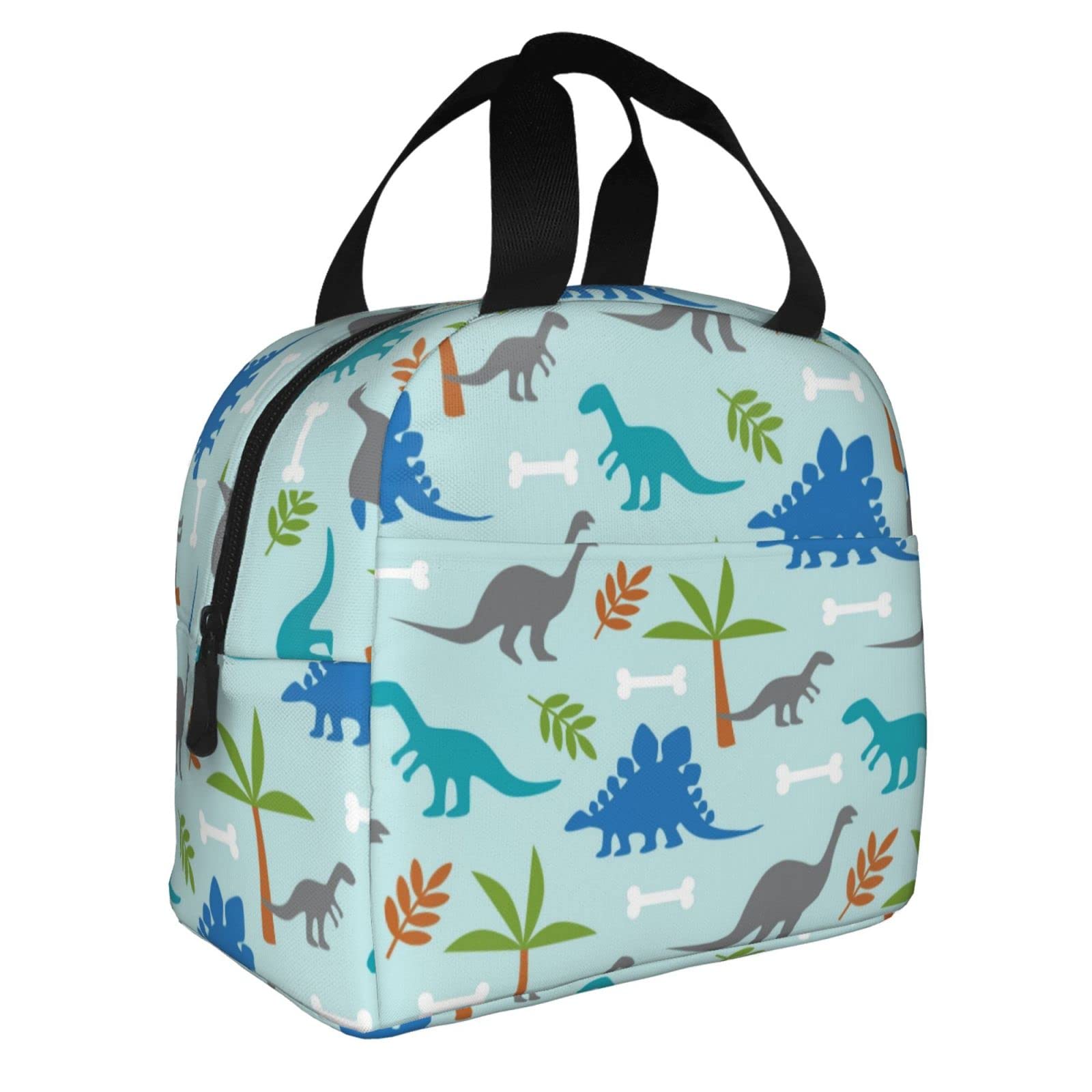 IOFNG Blue Cartoon Dinosaur Lunch Bag Men's Leakproof Cooler Lunch Box Portable Lunch Box for Work Picnic Camping