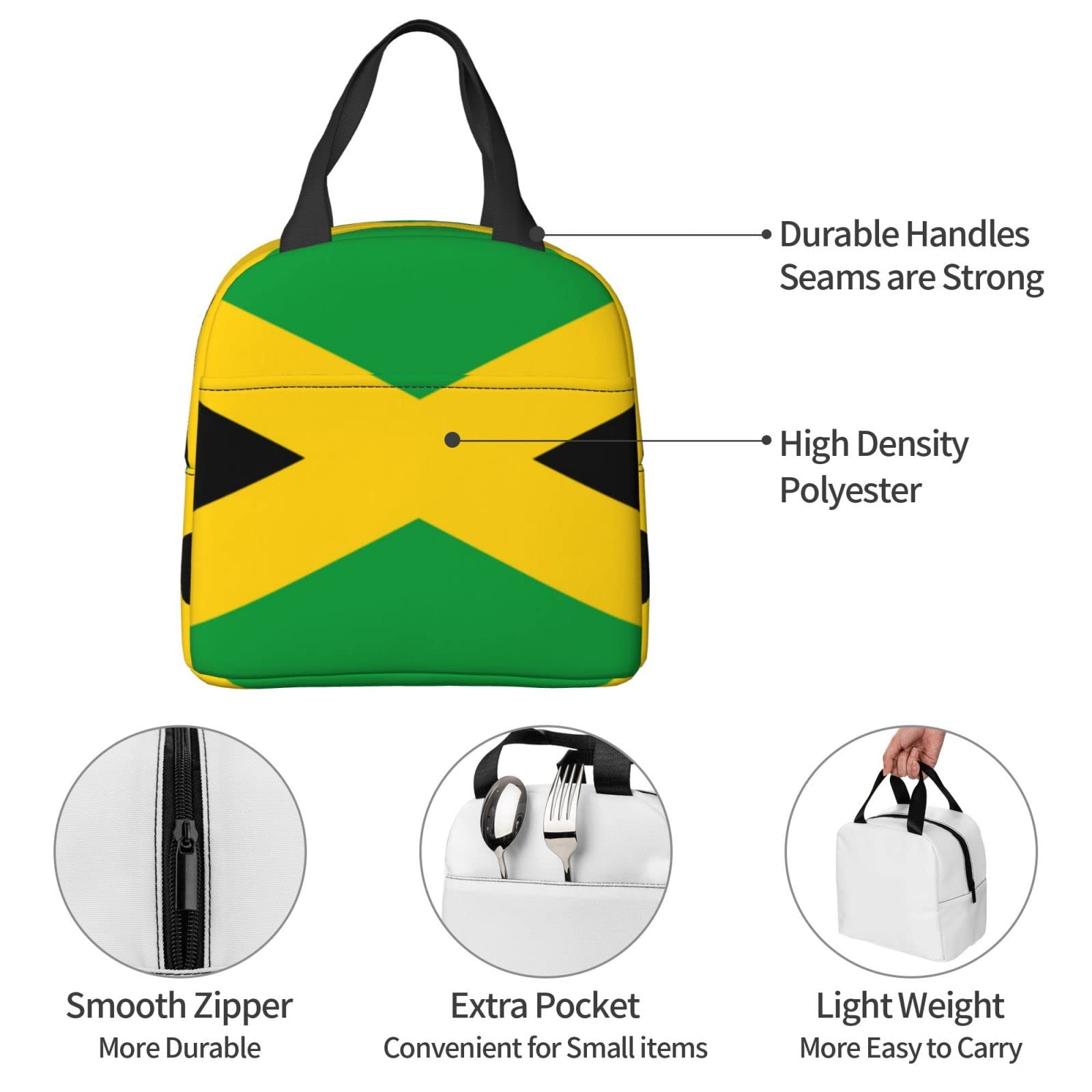 ZBRYNO Flag of Jamaica Handheld Aluminum Foil Padded Lunch Bag, Keep Your Food Cool or Warm for About 4 Hours