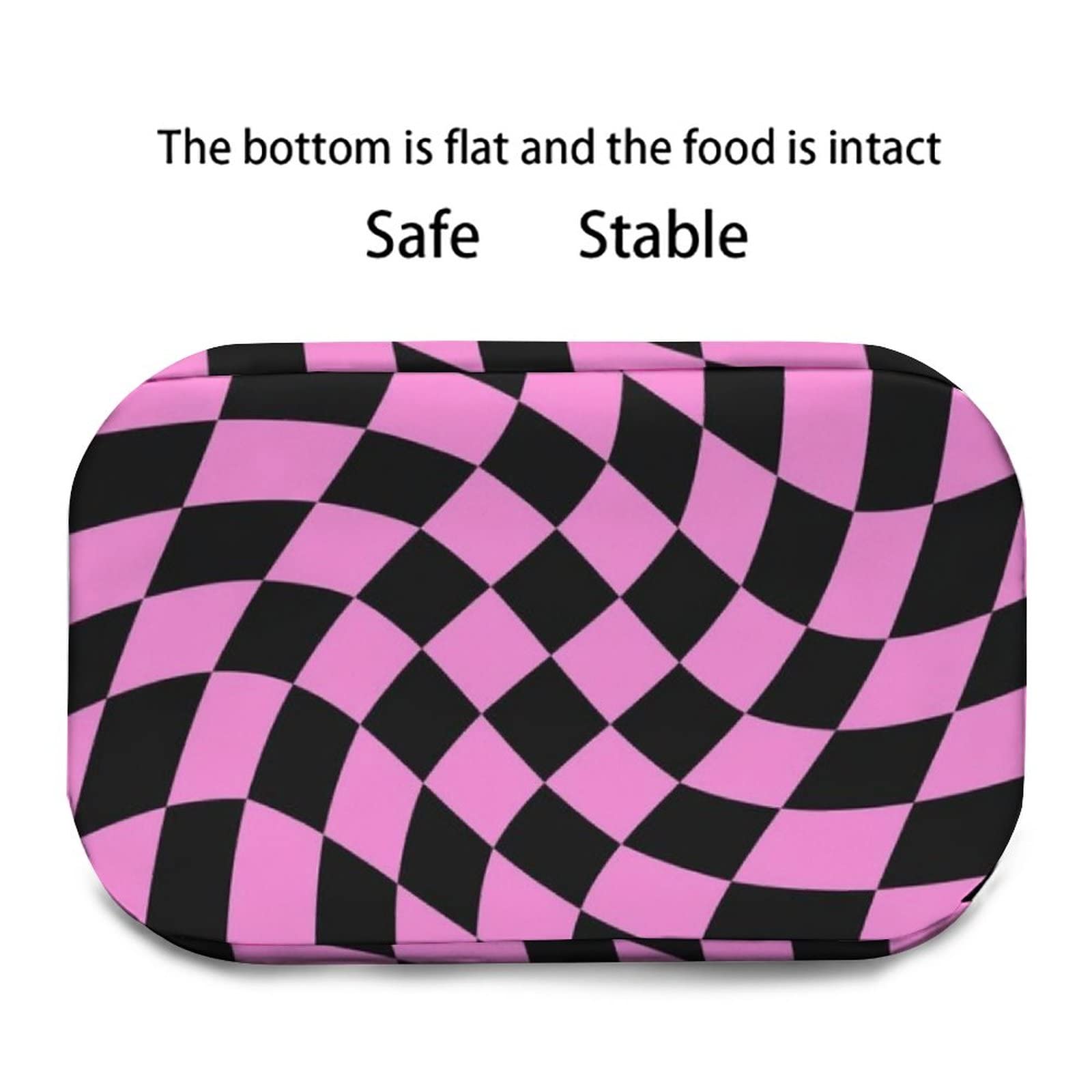 Black Bright Pink Checkered Lunch Bag, Lunch Box Portable Insulated Lunch Tote Bag, Thermal Cooler Bag for Women Work Outdoor