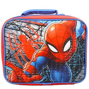Spiderman Lunch Bag - Bundle with Marvel Spiderman Lunch Box for Boys Girls Kids, Spiderman Drawstring Bag, Water Pouch, Spiderman Stickers, More