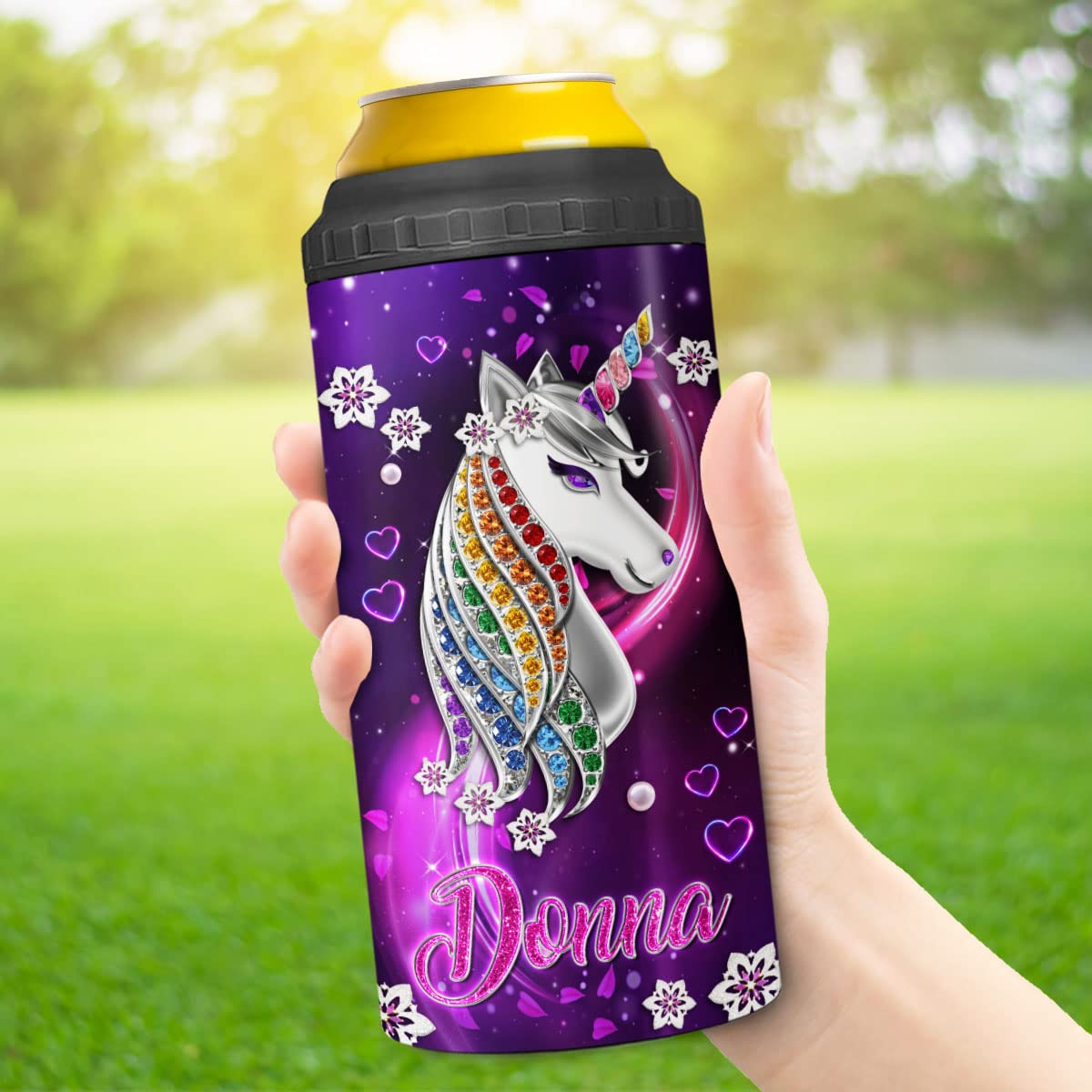 KOIXA Unicorn Can Cooler Insulated 4-in-1 16 Oz She Is Beauty She Is Grace She Can Stab You In The Face Stainless Steel Can Holder Travel Cup Funny Sarcastic Gifts For Women