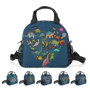 tongruiq insulated lunch bag women insulated small lunch tote box bags with adjustable shoulder strap reusable dinosaurs lunch bag for work picnic hiking or travel