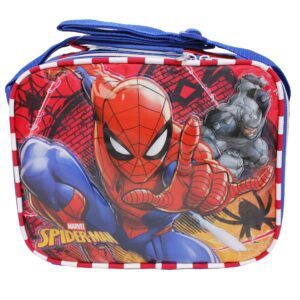 marvel spiderman & rhino red white & blue insulated lunch box bag
