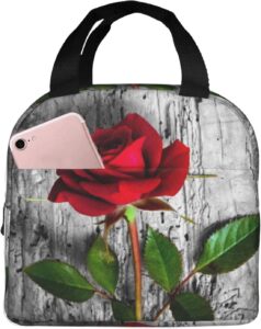dicitnet red rose lunch box reusable insulated lunch bag ladies men's lunch box suitable for camping office school