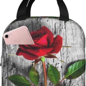 DICITNET Red Rose Lunch Box Reusable Insulated Lunch Bag Ladies Men's Lunch Box Suitable for Camping Office School