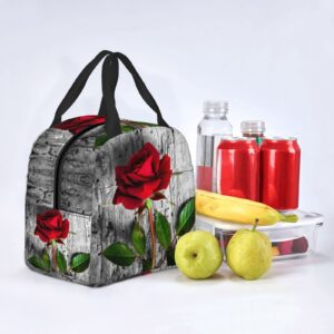 DICITNET Red Rose Lunch Box Reusable Insulated Lunch Bag Ladies Men's Lunch Box Suitable for Camping Office School