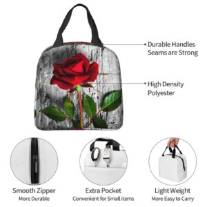 DICITNET Red Rose Lunch Box Reusable Insulated Lunch Bag Ladies Men's Lunch Box Suitable for Camping Office School