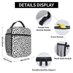 MDMEI Black Polka Dots Lunch Bag for Kids Teen Boys Girls Insulated Durable Reusable Cooler Square Lunch Box Bag for School Work Outdoor