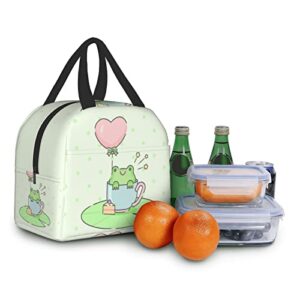 Ucsaxue Cute Baby Frog Lunch Bag Small Insulated Lunch Box with Front Pocket Cute Lunch Bags for Girls Boys Freezable Bento Box Women Men Lunch Boxes