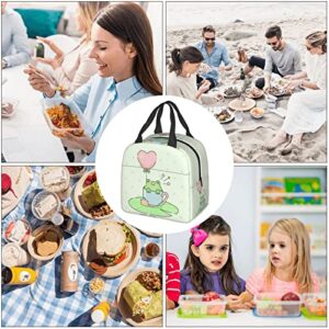 Ucsaxue Cute Baby Frog Lunch Bag Small Insulated Lunch Box with Front Pocket Cute Lunch Bags for Girls Boys Freezable Bento Box Women Men Lunch Boxes