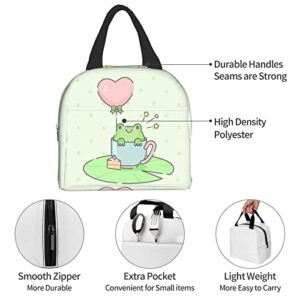 Ucsaxue Cute Baby Frog Lunch Bag Small Insulated Lunch Box with Front Pocket Cute Lunch Bags for Girls Boys Freezable Bento Box Women Men Lunch Boxes