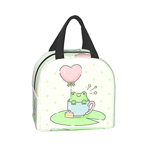 Ucsaxue Cute Baby Frog Lunch Bag Small Insulated Lunch Box with Front Pocket Cute Lunch Bags for Girls Boys Freezable Bento Box Women Men Lunch Boxes