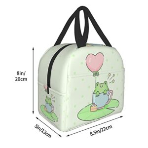 Ucsaxue Cute Baby Frog Lunch Bag Small Insulated Lunch Box with Front Pocket Cute Lunch Bags for Girls Boys Freezable Bento Box Women Men Lunch Boxes