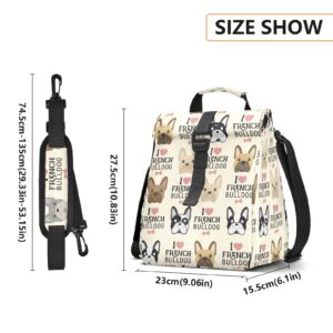 Lunch Bag Cooler Bag Thermal Insulated Men Women Travel School Work Cute French Bulldog Portable Beach Shoulder Strap