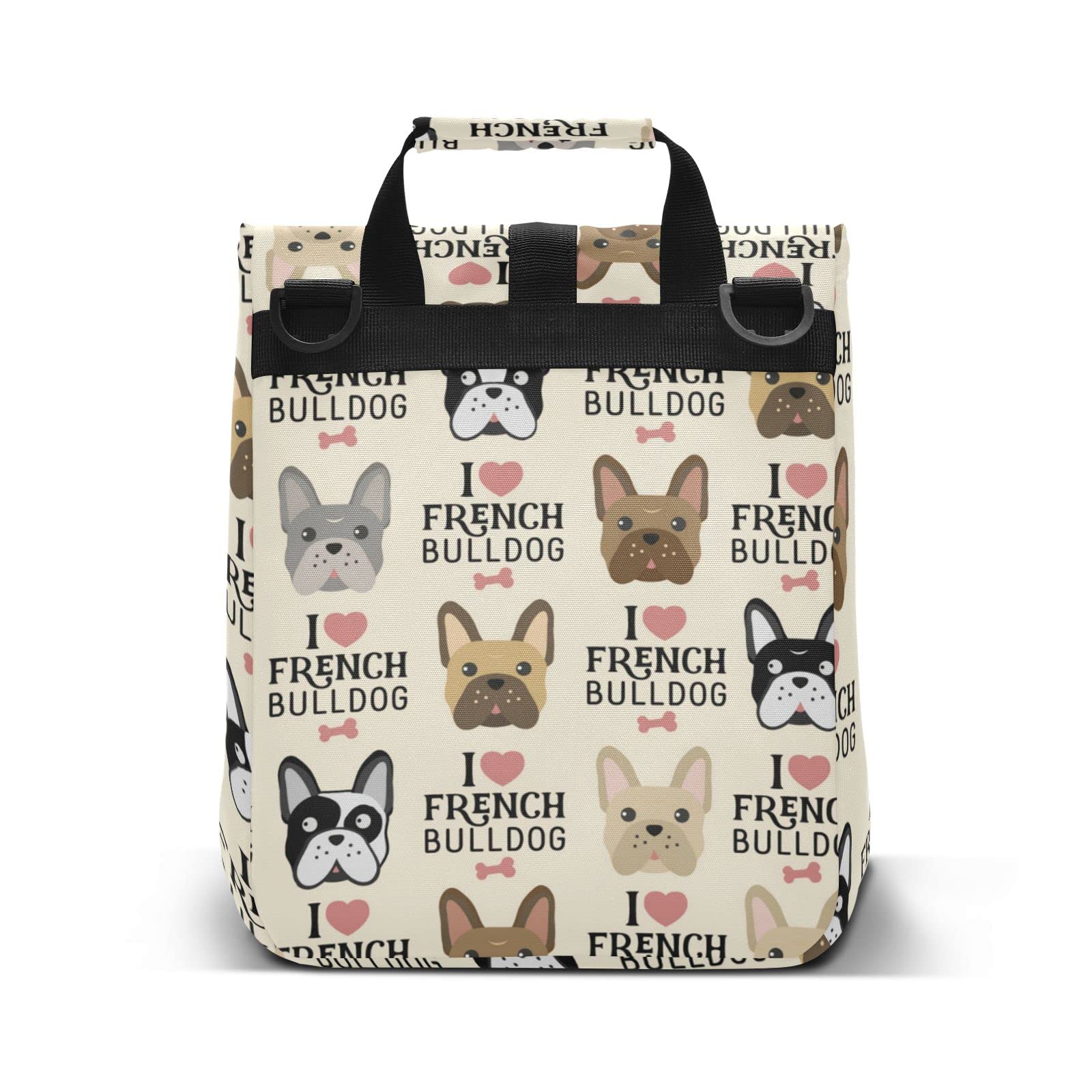 Lunch Bag Cooler Bag Thermal Insulated Men Women Travel School Work Cute French Bulldog Portable Beach Shoulder Strap