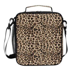 leopard print lunch box leopard snakeskin zebra pattern insulated lunch bag fashion wild animals reusable cooler meal prep bags lunch tote with shoulder strap for school kids girls boys office